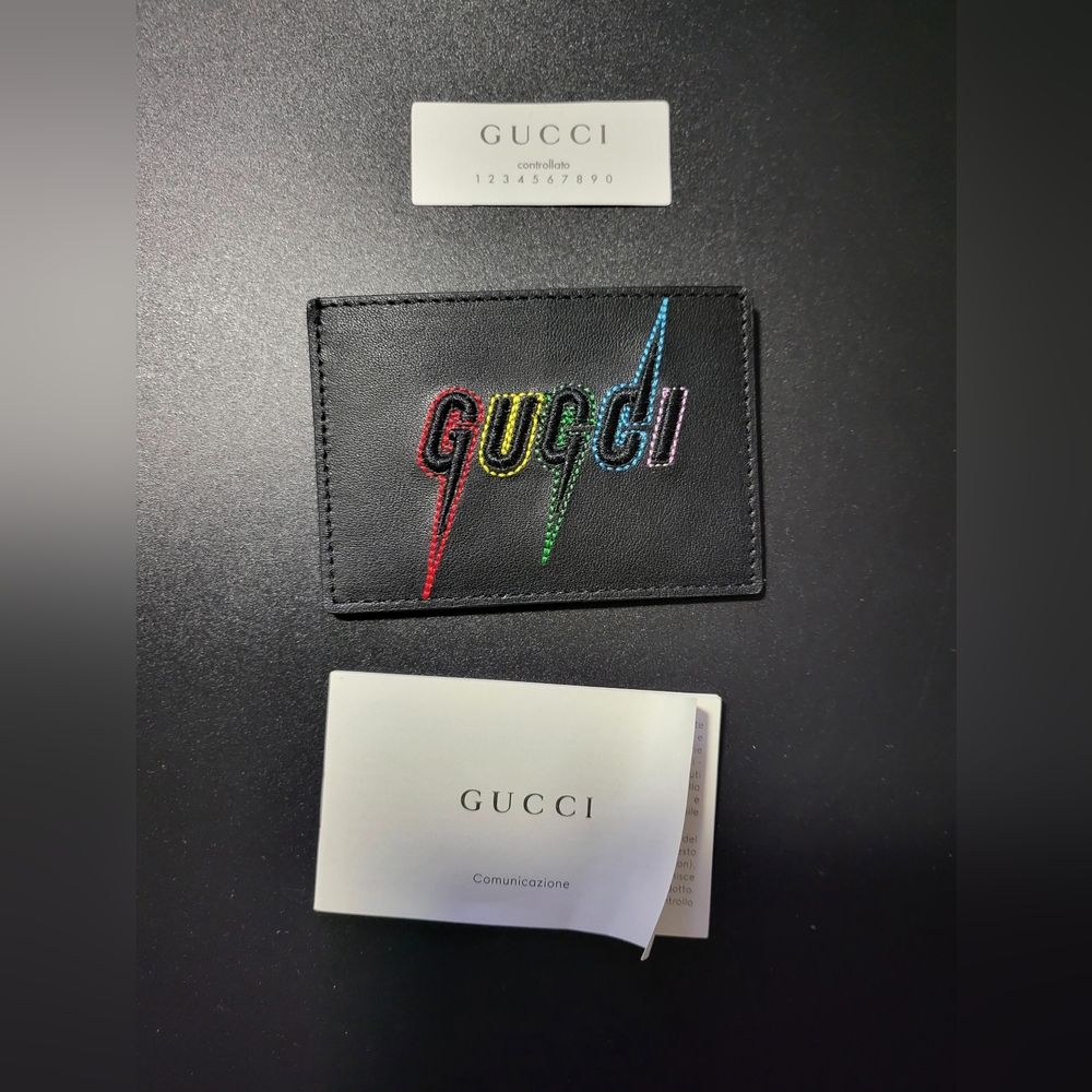 Gucci Black Leather Rainbow Blade Lightning